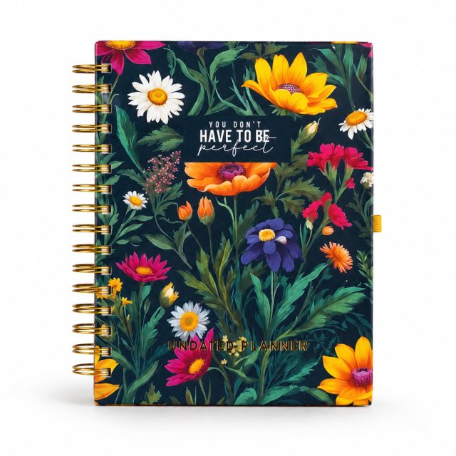 Undated Yearly Planner - You Don't Have To Be Perfect + Ultimate Sticker Book by The June Shop