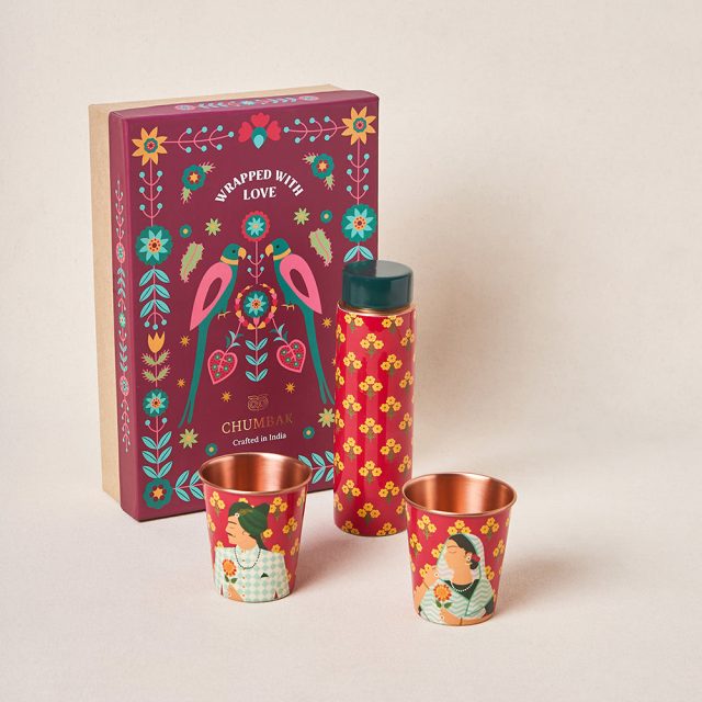 Rajmahal Copper Drinkware Gift Set - Set of 3 | Palace Memoirs by Chumbak