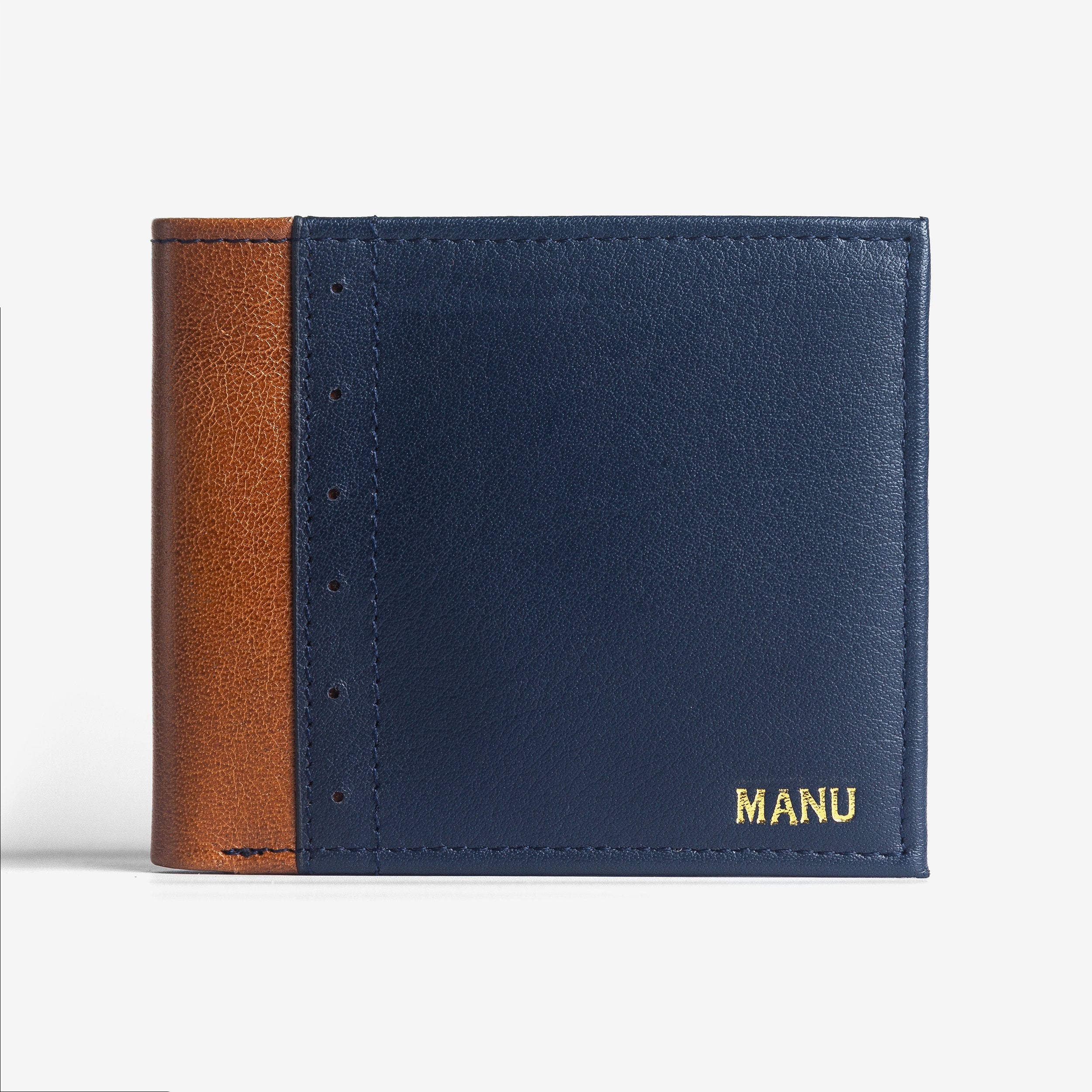 Personalised Leather Blue Mens Wallet - Gift for Men by The Messy Corner