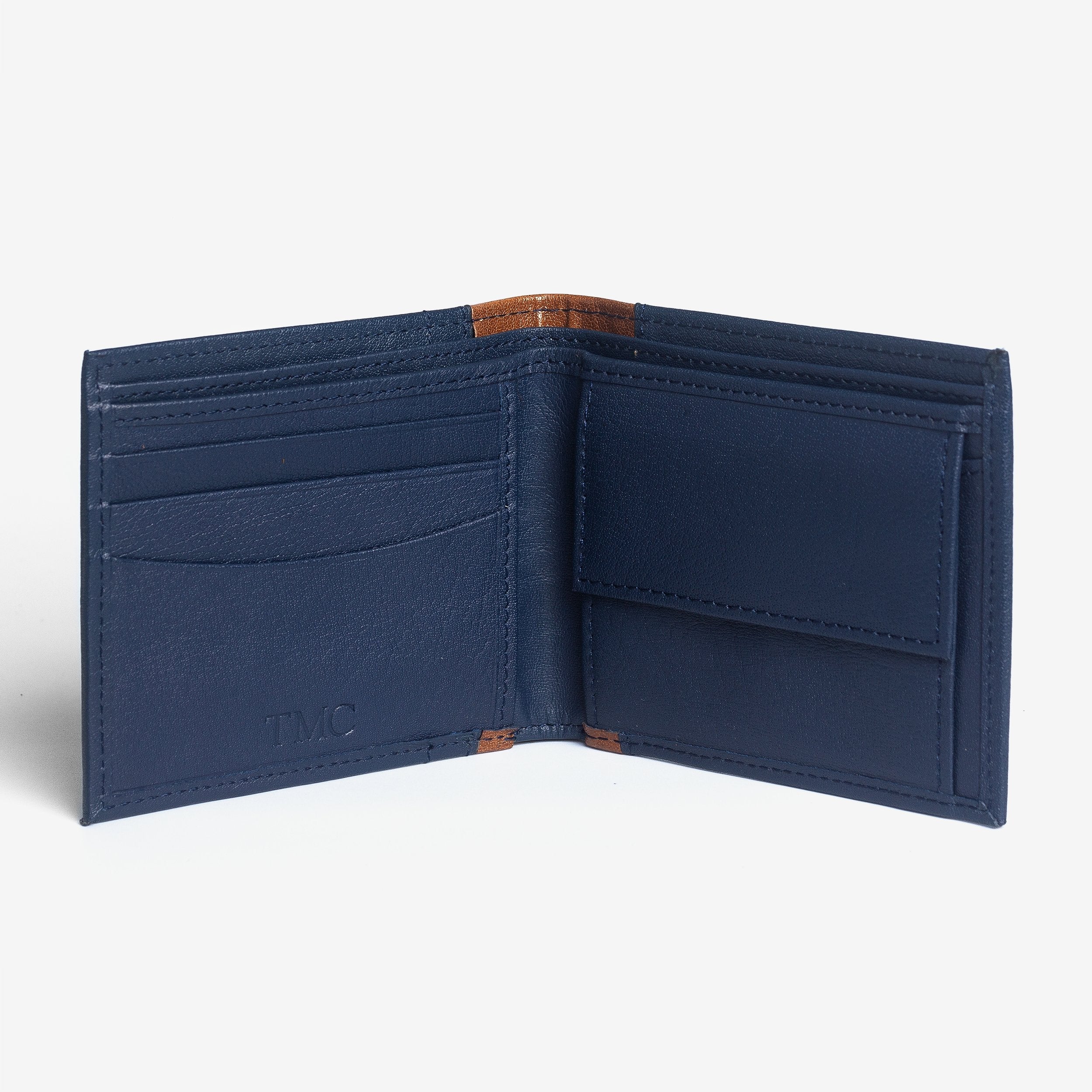 Personalised Leather Blue Mens Wallet - Gift for Men alternate view